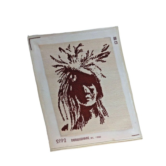 Handmade Other - Vintage Native American Indian Completed Needlepoint Piece Unframed 20" by 16"